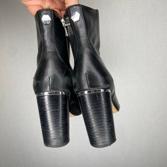 DKNY | Leather Black‎ Bootie Heel Toe Peek 8 - Picture 4 of 7